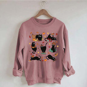 Thanksgiving Retro Black Cat Fall Sweatshirt