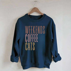 Weekends Coffee Cats Sweatshirt