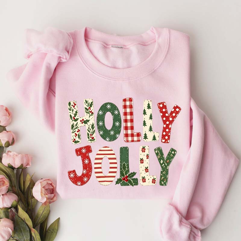 Holly Jolly Merry Christmas Tree Floral Sweatshirt