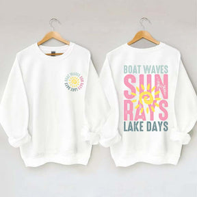 Boat Waves Sun Rays Lake Days Sweatshirt