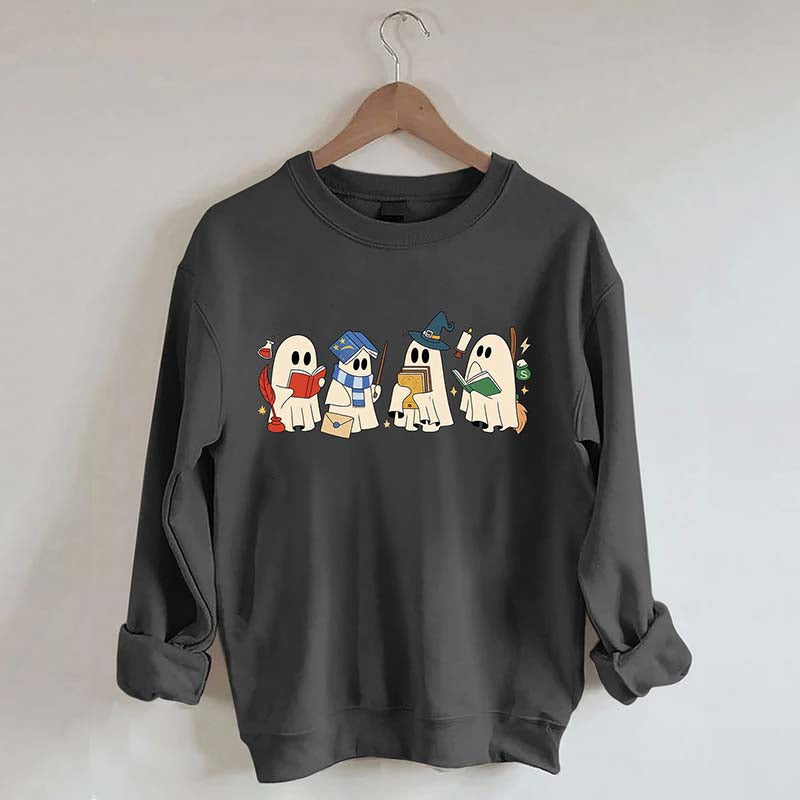 Halloween Ghosts Reading Book Sweatshirt