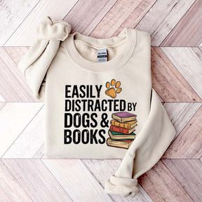 Retro Easily Distracted by Dogs and Books Sweatshirt