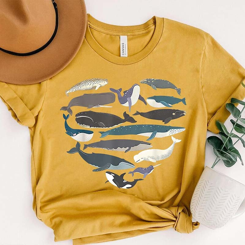 Whale Heart Graphic Ocean Lover T-Shirt