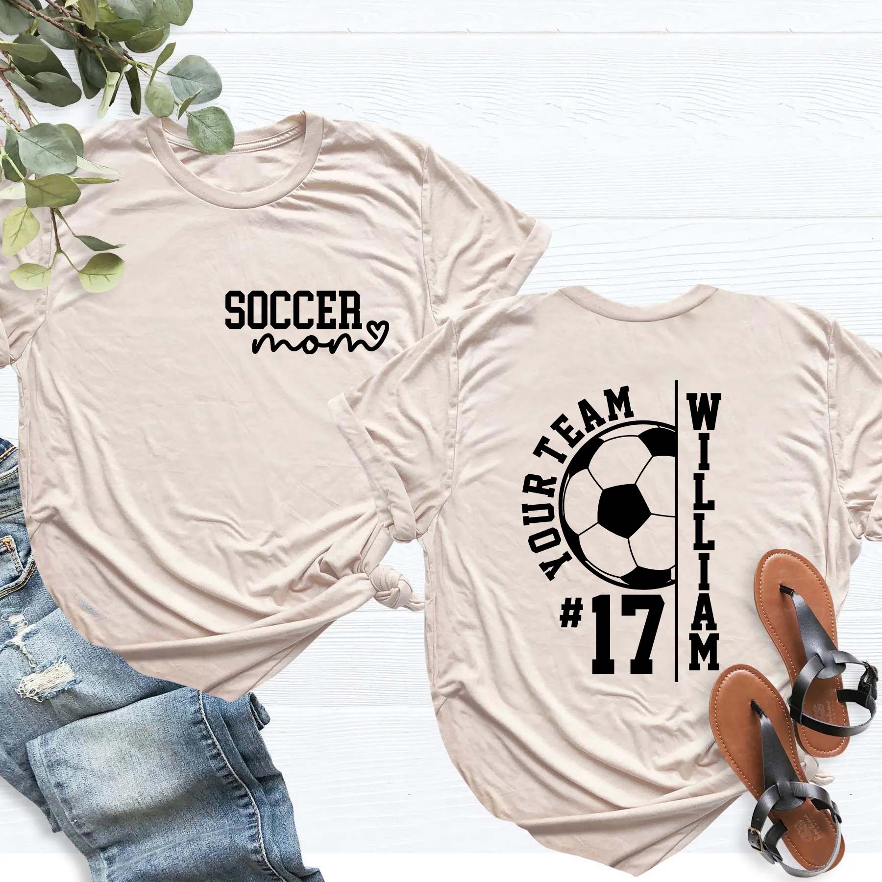 Custom Soccer Team Mom Kids Name & Number T-Shirt