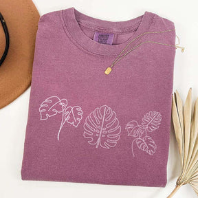 Line Art Flower Leaves T-Shirt