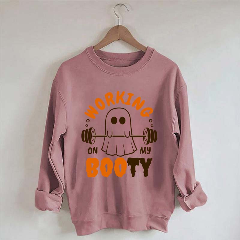 Working On My Booty Halloween Ghost Gym Sweatshirt