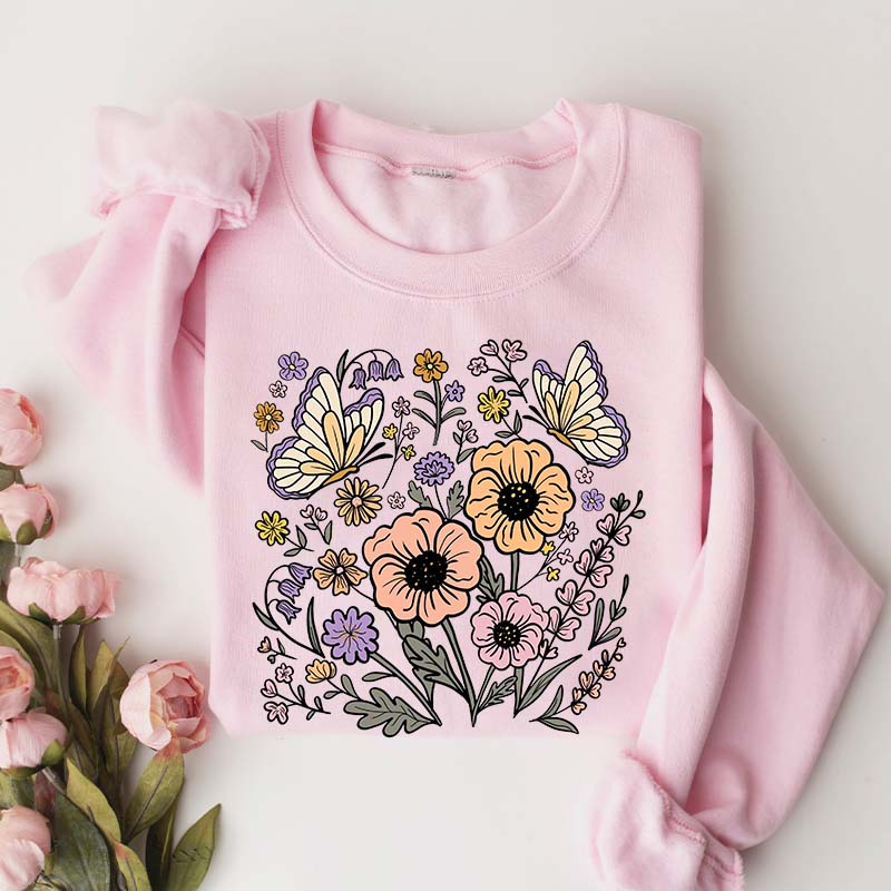 Vintage Floral Butterfly Sweatshirt