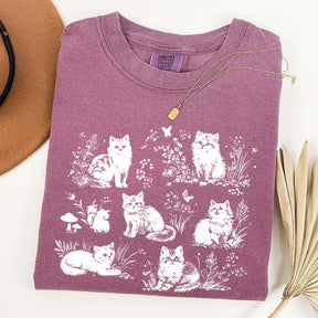 Vintage 90s Cats Pet Floral T-Shirt
