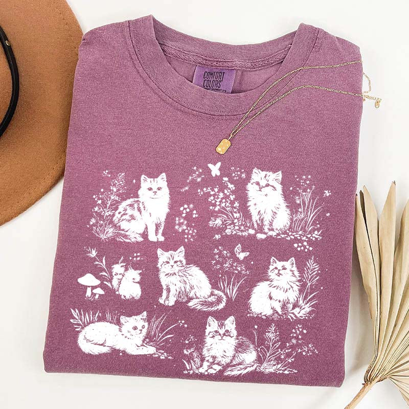 Vintage 90s Cats Pet Floral T-Shirt