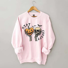 Stay Creepy With Pumpkin And Skull Sweatshirt
