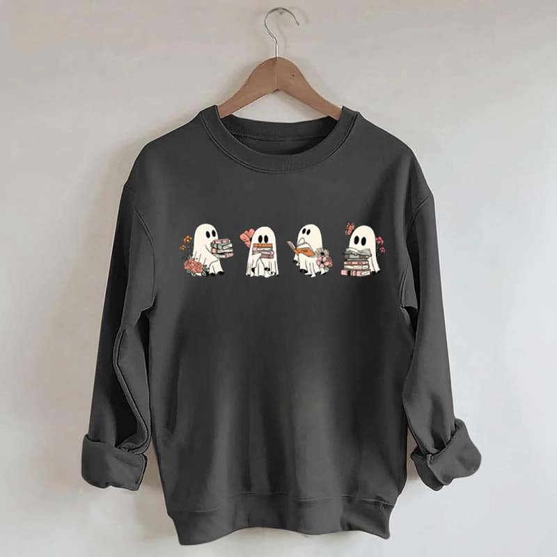 Floral Ghosts Reading Books Sweatshirt