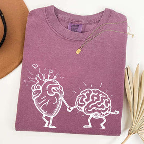 Mental Health Awareness Brain Heart T-Shirt