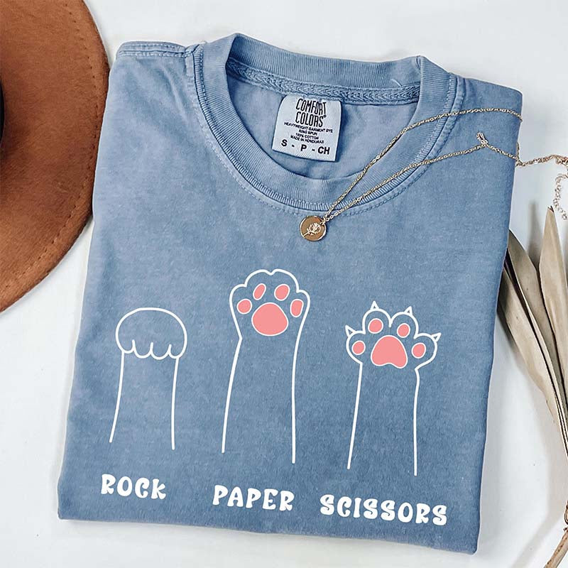 Funny Cat Paw Rock Paper Scissors T-Shirt