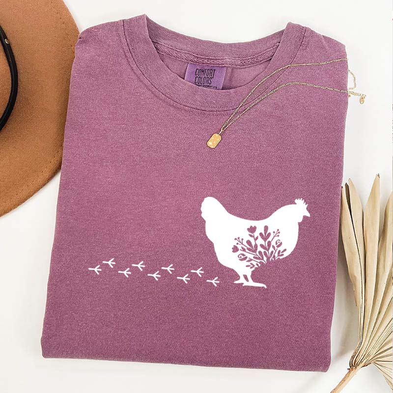 Floral Chicken Farm Animal T-Shirt