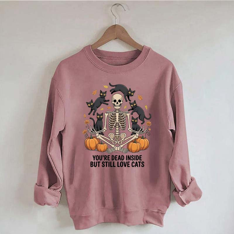 Skeleton Cats Pumpkins Yoga Sweatshirt