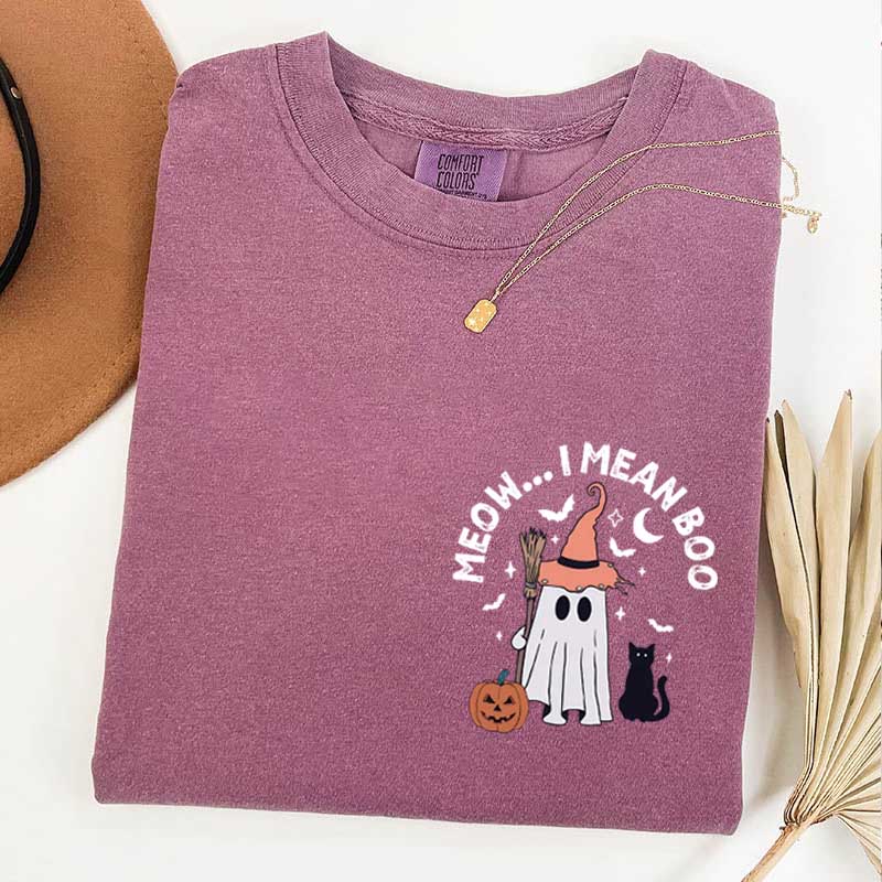 Ghost Cat Meow I Mean Boo T-Shirt