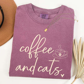 Minimalist Coffee and Cats T-Shirt