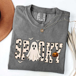 Retro Spooky Halloween Ghost White Dots T-Shirt