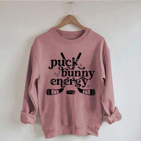 Puck Bunny Energy Retro Hockey Sweatshirt