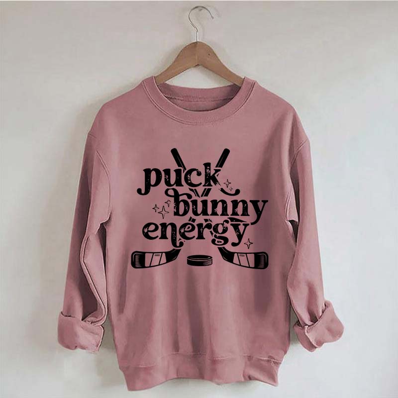 Puck Bunny Energy Retro Hockey Sweatshirt