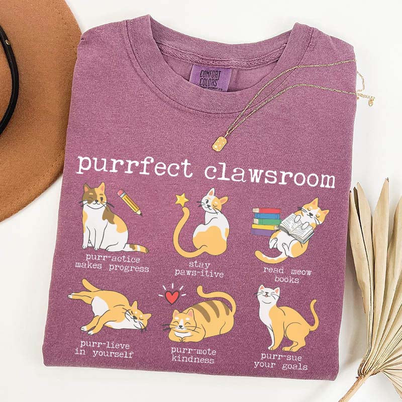 Funny Teacher Cat Book T-Shirt