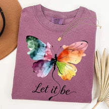 Let It Be Rainbow Butterfly Women T-Shirt