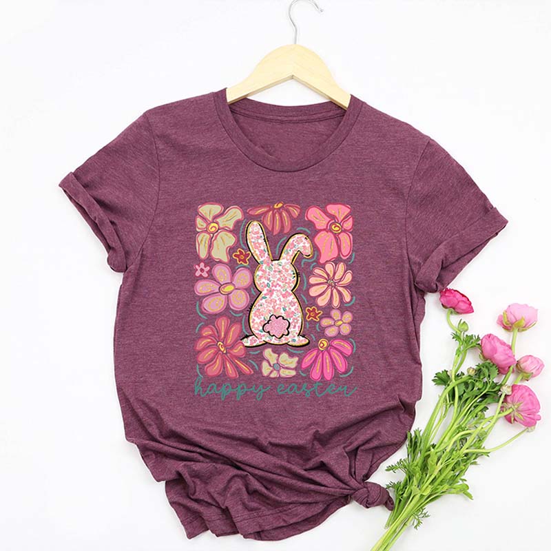 Happy Easter Bunny Floral T-Shirt