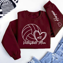 Personalized Volleyball Mom Name On Sleeve Sweatshirt