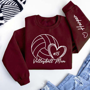 Personalized Volleyball Mom Name On Sleeve Sweatshirt