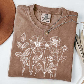 Vintage Pressed Flowers Gardener Floral T-Shirt