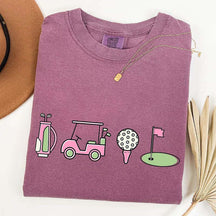 Pink Golf Cart Flag Lover T-Shirt