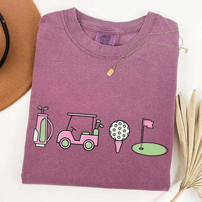 Pink Golf Cart Flag Lover T-Shirt