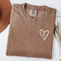 Heart Cross Religous T-Shirt