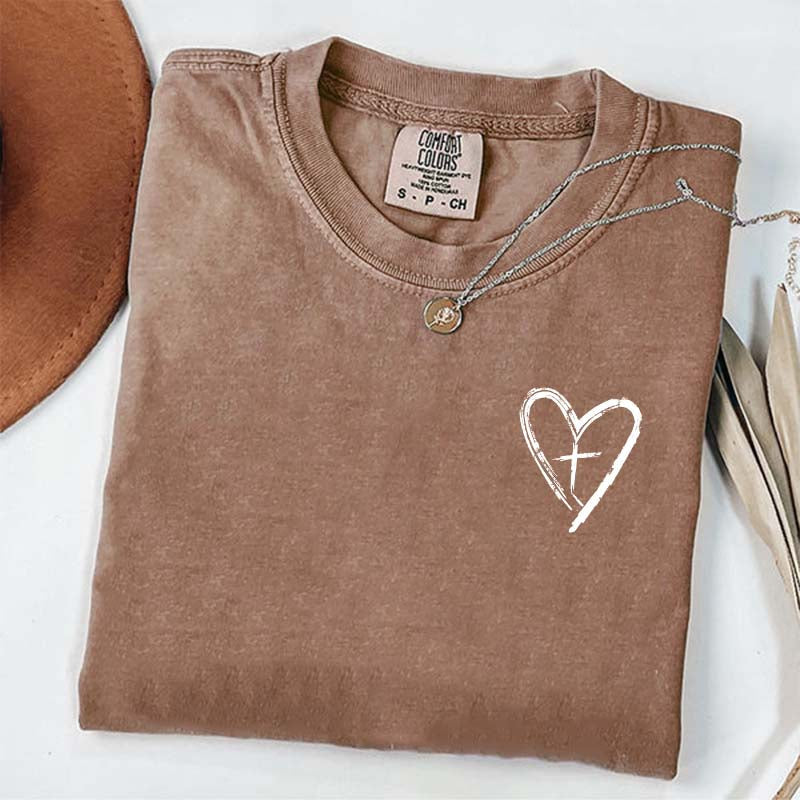 Heart Cross Religous T-Shirt