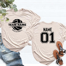 Custom Volleyball Sports Team Text and Number T-Shirt