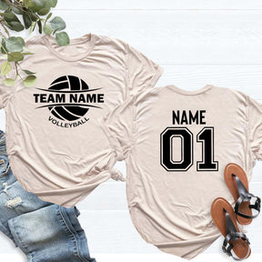 Custom Volleyball Sports Team Text and Number T-Shirt