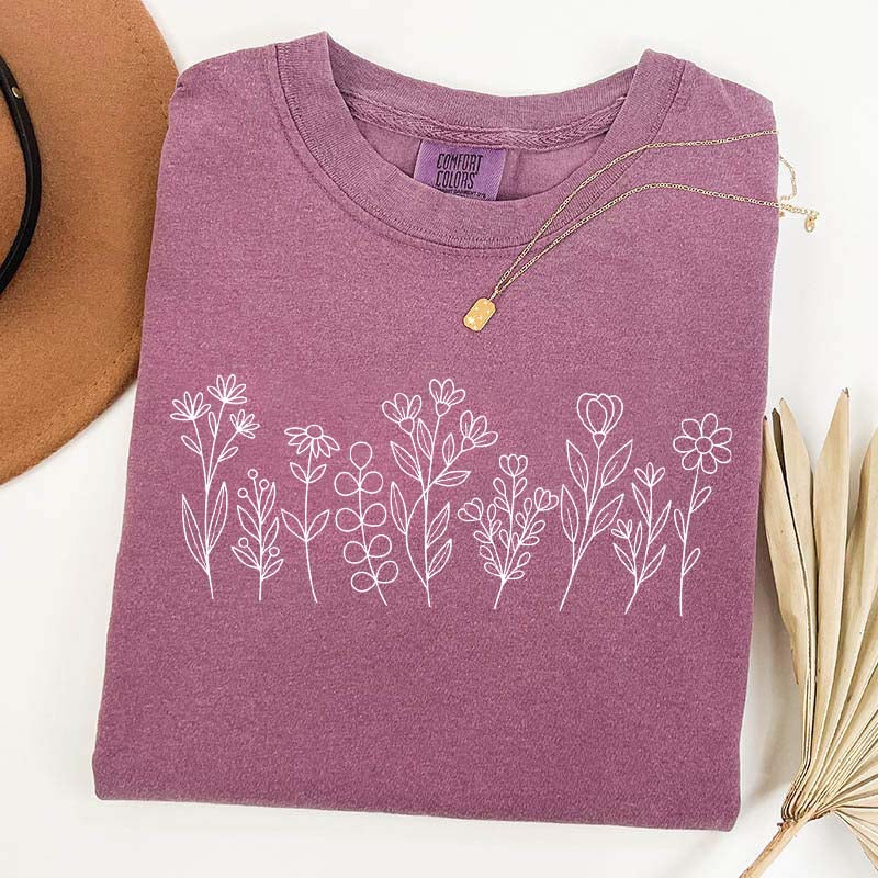 Comfort Colors Cottagecore Wildflower Simple T-Shirt