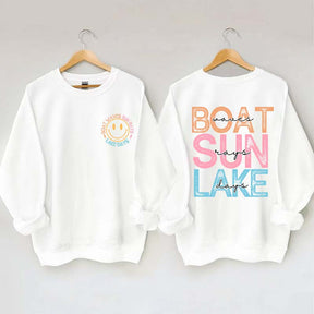 Boat Waves Sun Rays Lake Days Sweatshirt
