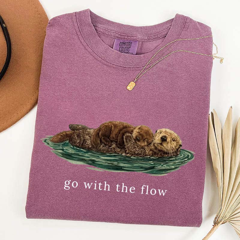 Go With The Flow Cute Otter T-Shirt