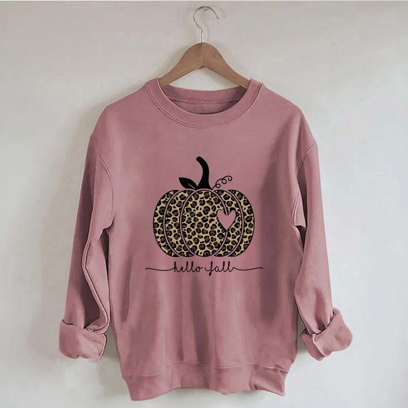 Hello Fall Leopard Pumpkin Sweatshirt