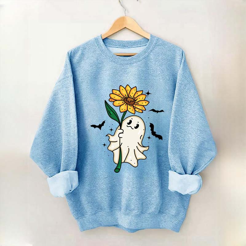 Ghost Sunflower Halloween Sweatshirt