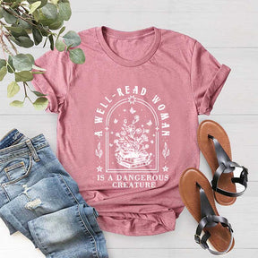 A Well Read Woman Is A Dangerous Creature Floral T-Shirt