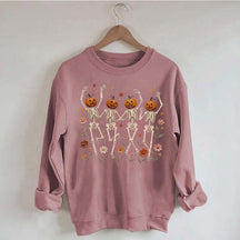 Wildflower Skeleton Preppy Halloween Sweatshirt
