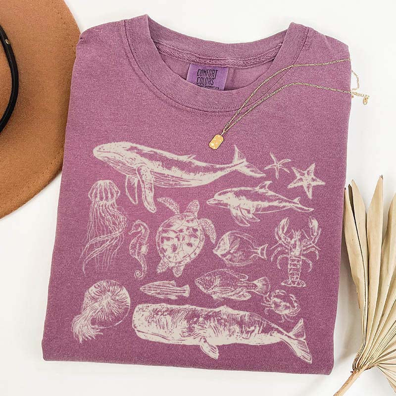 Vintage 90s Sea Animals Ocean Life T-Shirt