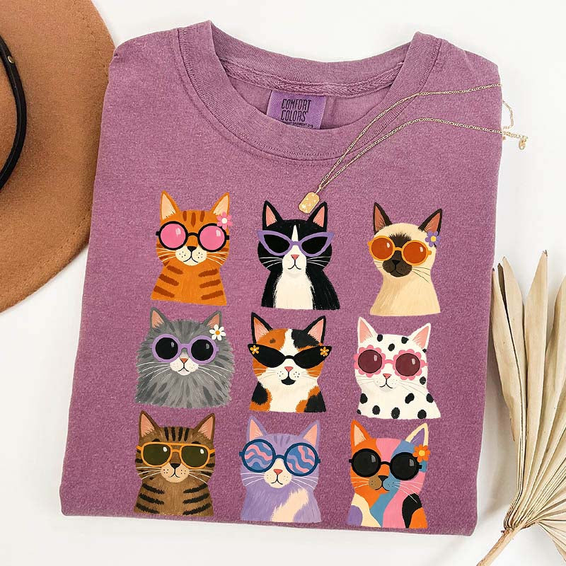 Retro Cool Cats Sunglasses T-Shirt