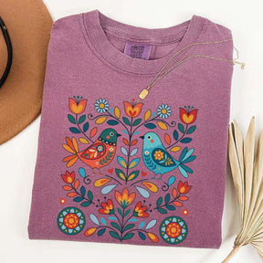 Cute Scandinavian Folk Art Bird T-Shirt