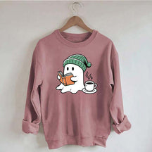 Winter Ghost Reading Book Coffee Sweatshirt