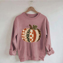 Faux Patchwork Fall Pumpkin Sweatshirt