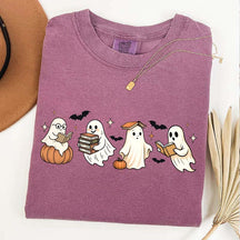 Trendy Halloween Ghosts Reading T-Shirt