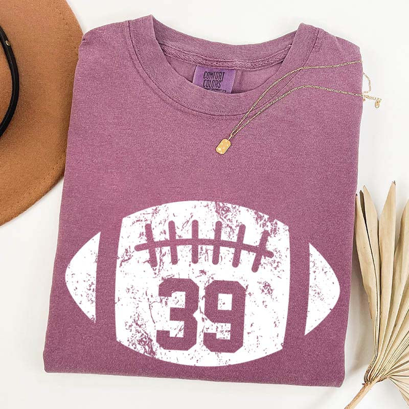 Custom Comfort Colors Football Kids Jersey Number T-Shirt